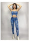 La Fitwear Legging Cinturón Fake Me Azul con Flor